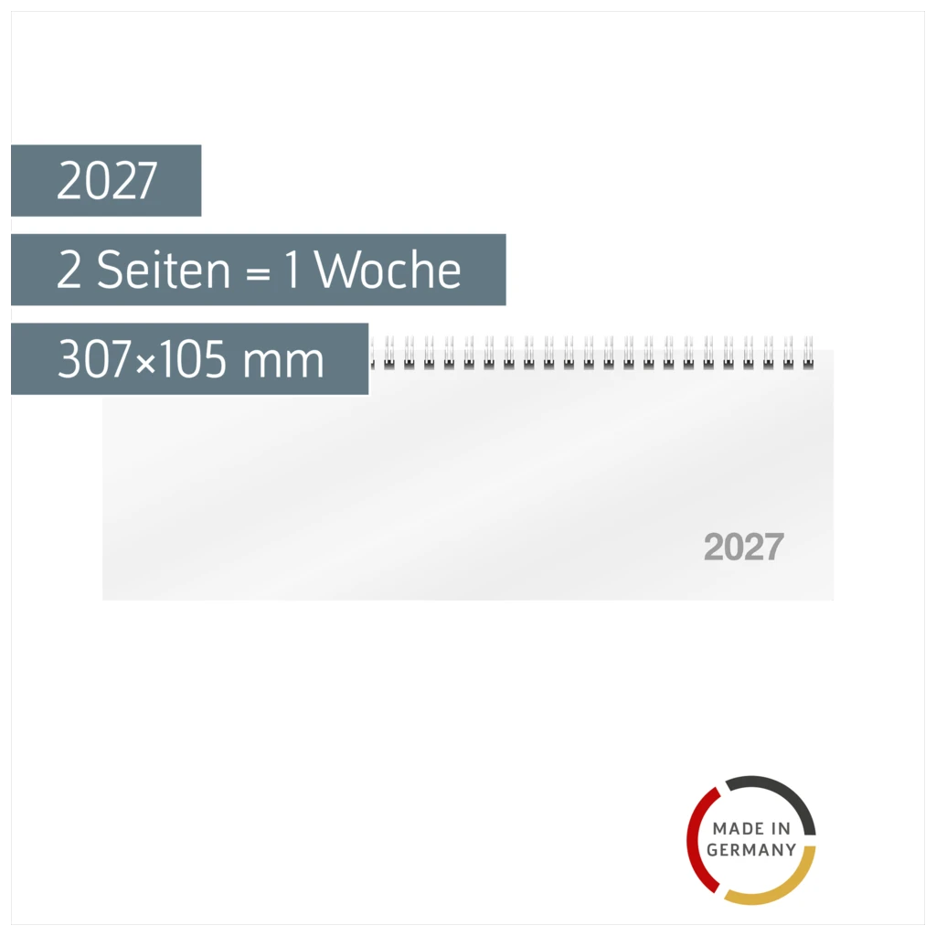 Querterminbuch Mod. ac-Wochenquerterminer 2027 | 307×105 mm, Karton, weiß
