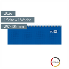 Querterminbuch Mod. semana 2026 | 297×105 mm, Karton, blau