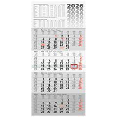 4-Monatskalender 2026 | grau, 300×630 mm