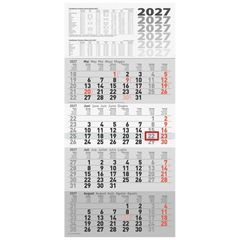4-Monatskalender 2027 | grau, 300×630 mm