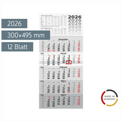 5-Monatskalender 2026 | grau, 300×630 mm