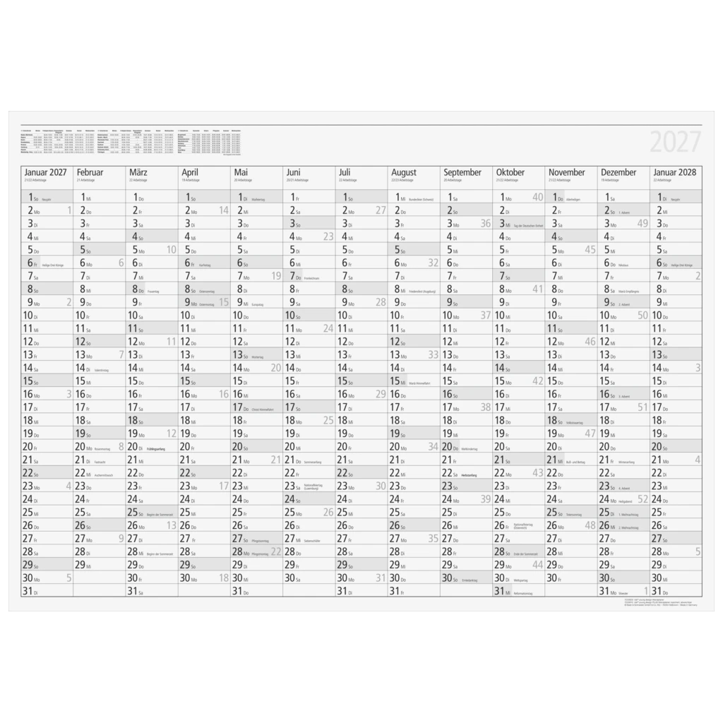 Plakatkalender Mod. young design 2027 | 860×610 mm
