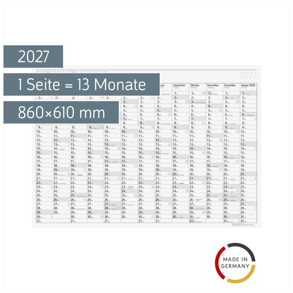 Plakatkalender Mod. young design PLUS 2027 | 860×610 mm