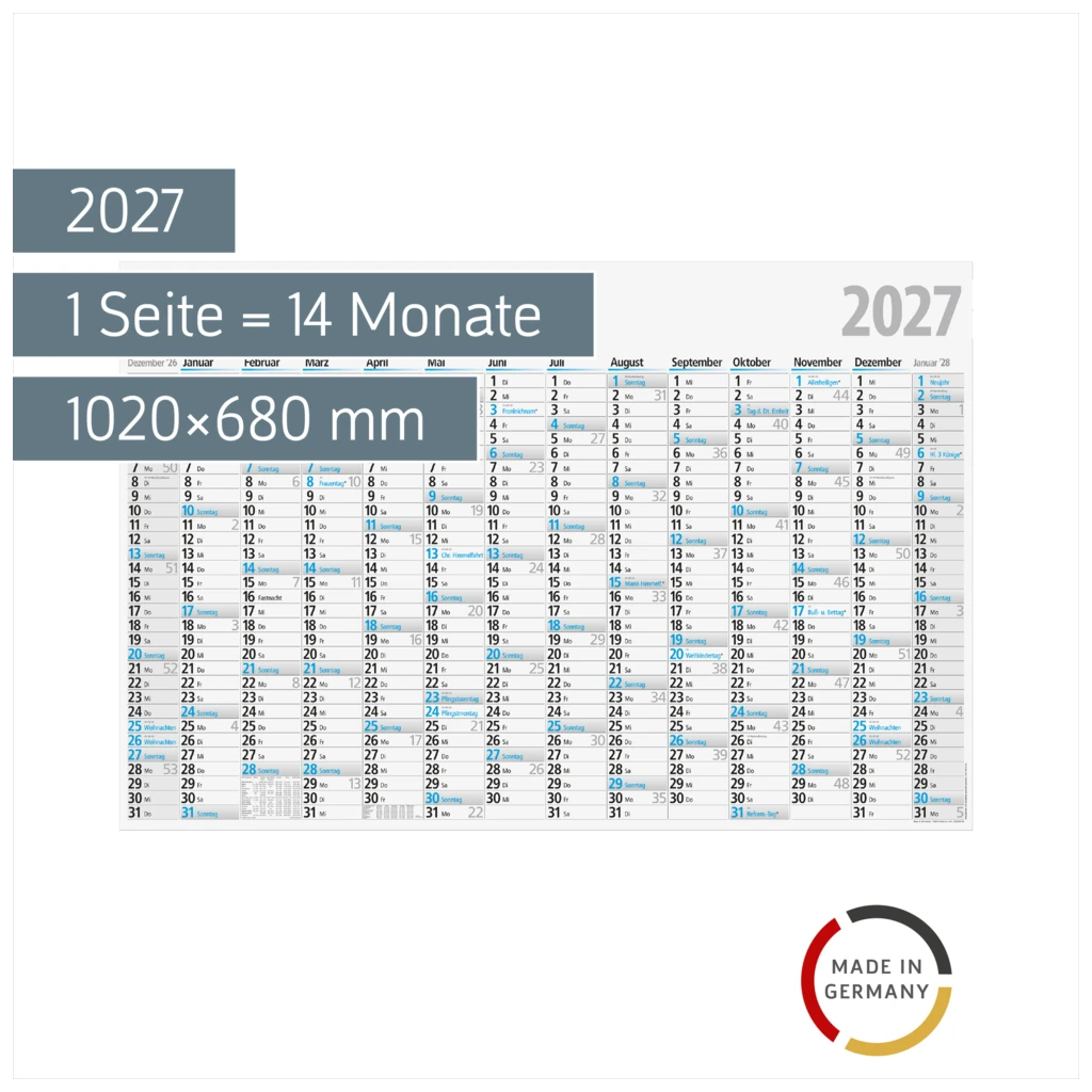 Plakatkalender 2027 | 1020×680 mm