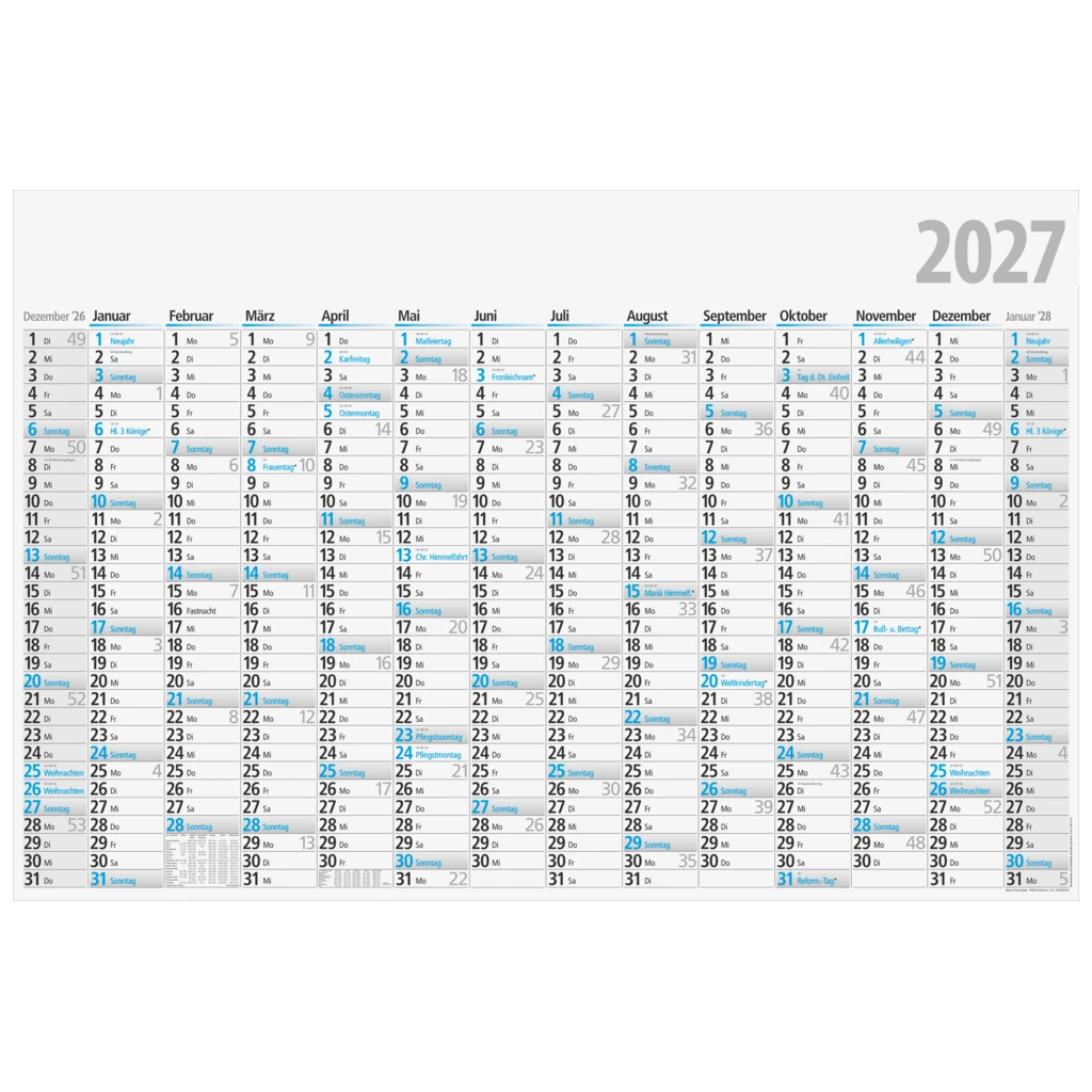 Plakatkalender 2027 | 1020×680 mm