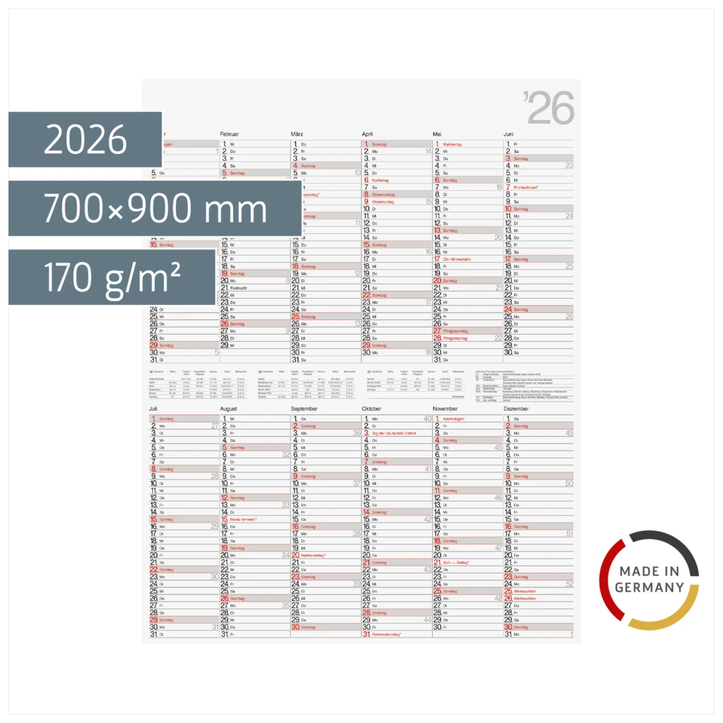 Plakatkalender Mod. Vertikal 2026 | 700×900 mm