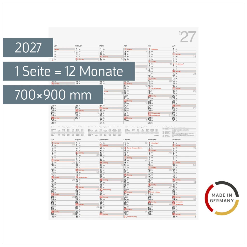 Plakatkalender Mod. Vertikal 2027 | 700×900 mm