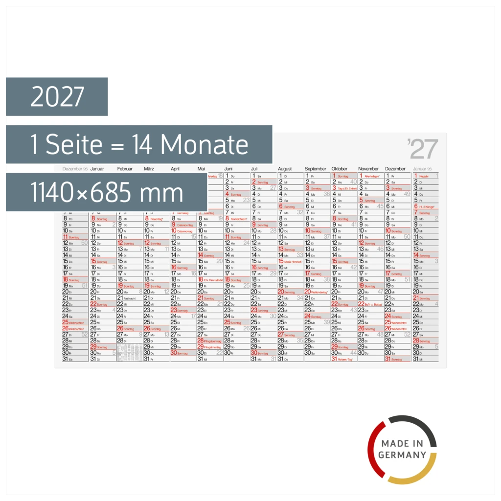 Plakatkalender Mod. Office II 2027 | 1140×685 mm