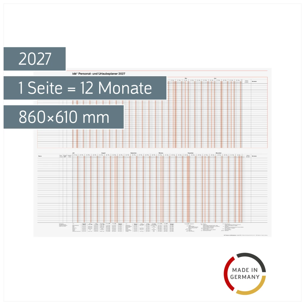 Personal- und Urlaubsplaner 2027 | 860×610 mm