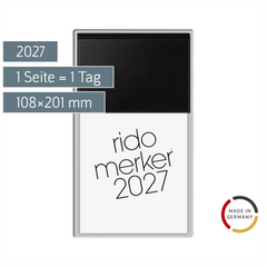 Vormerkbuch Mod. Merker 2027 | 108×201 mm, Kunststoff, schwarz