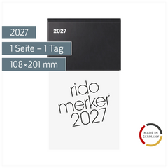 Vormerkbuch Mod. Merker 2027 | 108×201 mm, Kunststoff, schwarz