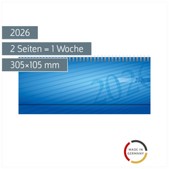 Querterminbuch Mod. septant 2026 | 305×105 mm, Kunststoff, blau