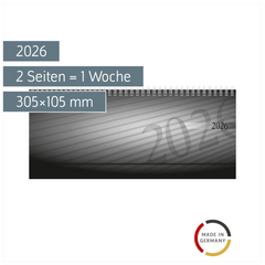 Querterminbuch Mod. septant 2026 | 305×105 mm, Kunststoff, anthrazit