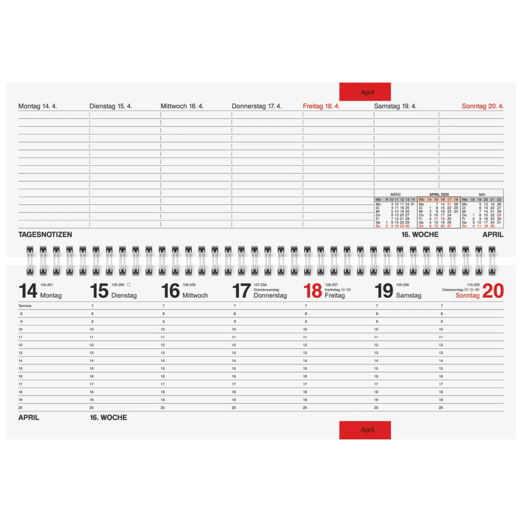 Querterminbuch Mod. septant 2026 | 305×105 mm, Kunststoff, anthrazit