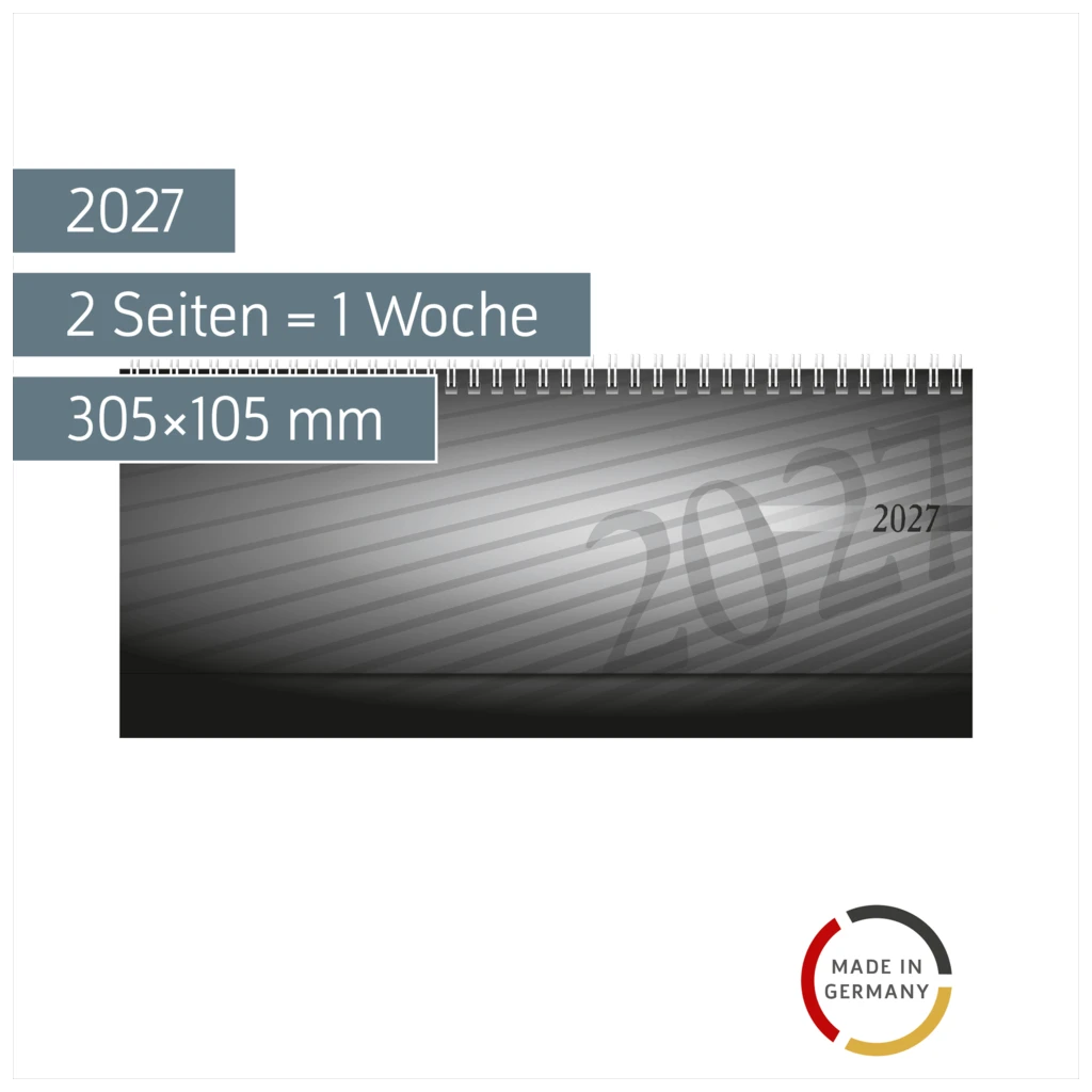 Querterminbuch Mod. septant 2027 | 305×105 mm, Kunststoff, anthrazit