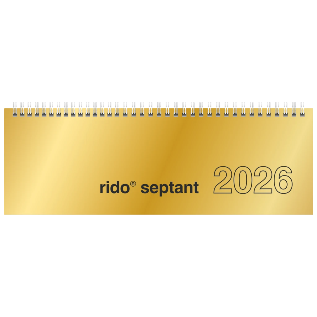 Querterminbuch Mod. septant 2026 | 305×105 mm, Karton, gold
