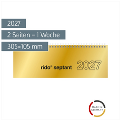 Querterminbuch Mod. septant 2027 | 305×105 mm, Karton, gold