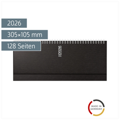 Querterminbuch Mod. septant 2026 | 305×105 mm, Kunststoff, schwarz