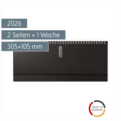Querterminbuch Mod. septant 2026 | 305×105 mm, Kunststoff, schwarz