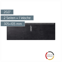 Querterminbuch Mod. septant 2027 | 305×105 mm, Kunststoff, schwarz