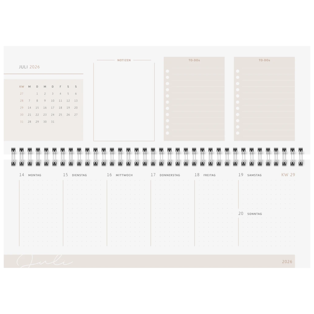 Querterminbuch Premium Young Line 2026 „Love“ | 297×105 mm, Papier