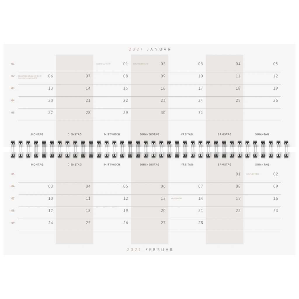 Querterminbuch Premium Young Line 2027 „Monstera“ | 297×105 mm, Papier