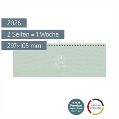 Querterminbuch Premium Young Line 2026 „Wild Flowers“ | 297×105 mm, Textil