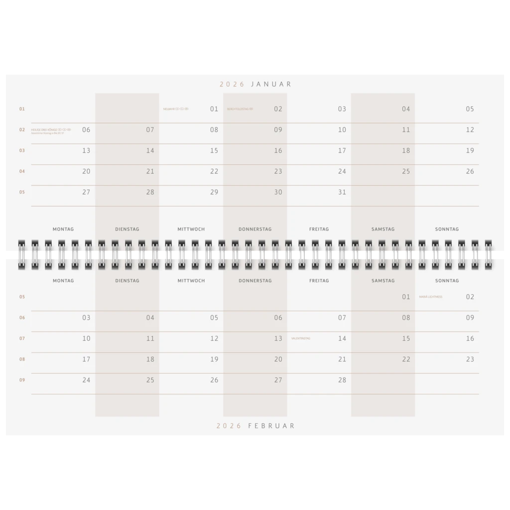 Querterminbuch Premium Young Line 2026 „Wild Flowers“ | 297×105 mm, Textil