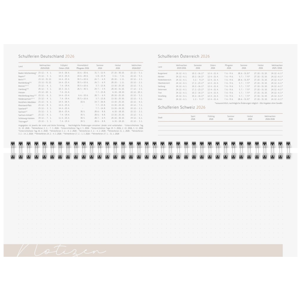 Querterminbuch Premium Young Line 2026 „Wild Flowers“ | 297×105 mm, Textil