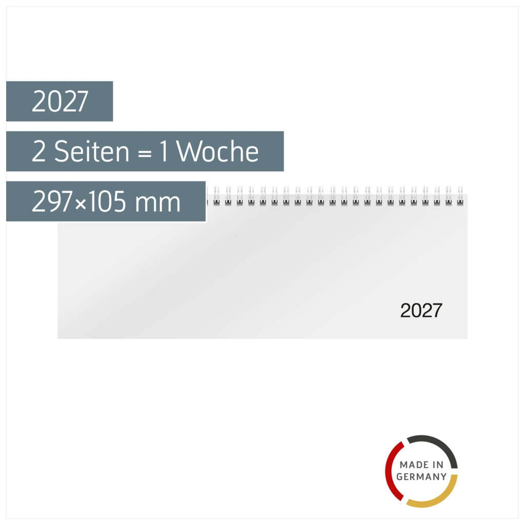 Querterminbuch Mod. Sequenz 2027 | 297×105 mm, Karton, weiß