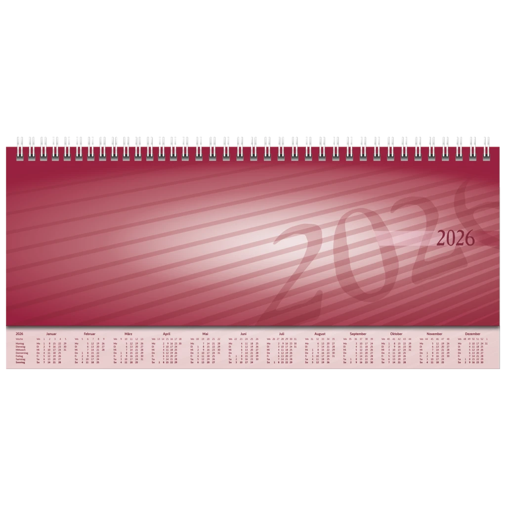Querterminbuch Mod. Sequenz 2026 | 297×105 mm, Karton, bordeaux