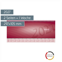 Querterminbuch Mod. Sequenz 2027 | 297×105 mm, Karton, bordeaux