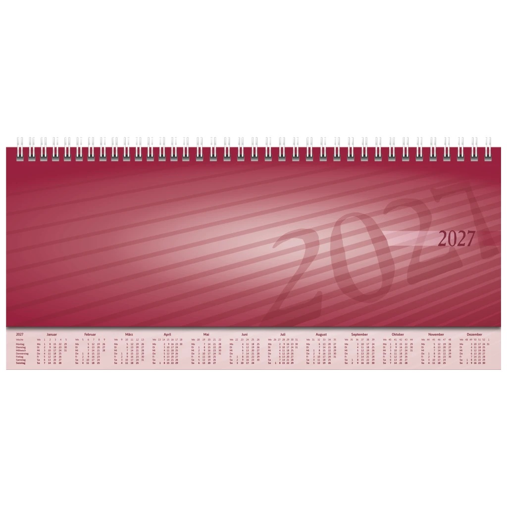Querterminbuch Mod. Sequenz 2027 | 297×105 mm, Karton, bordeaux