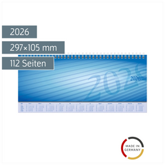 Querterminbuch Mod. Sequenz 2026 | 297×105 mm, Karton, blau