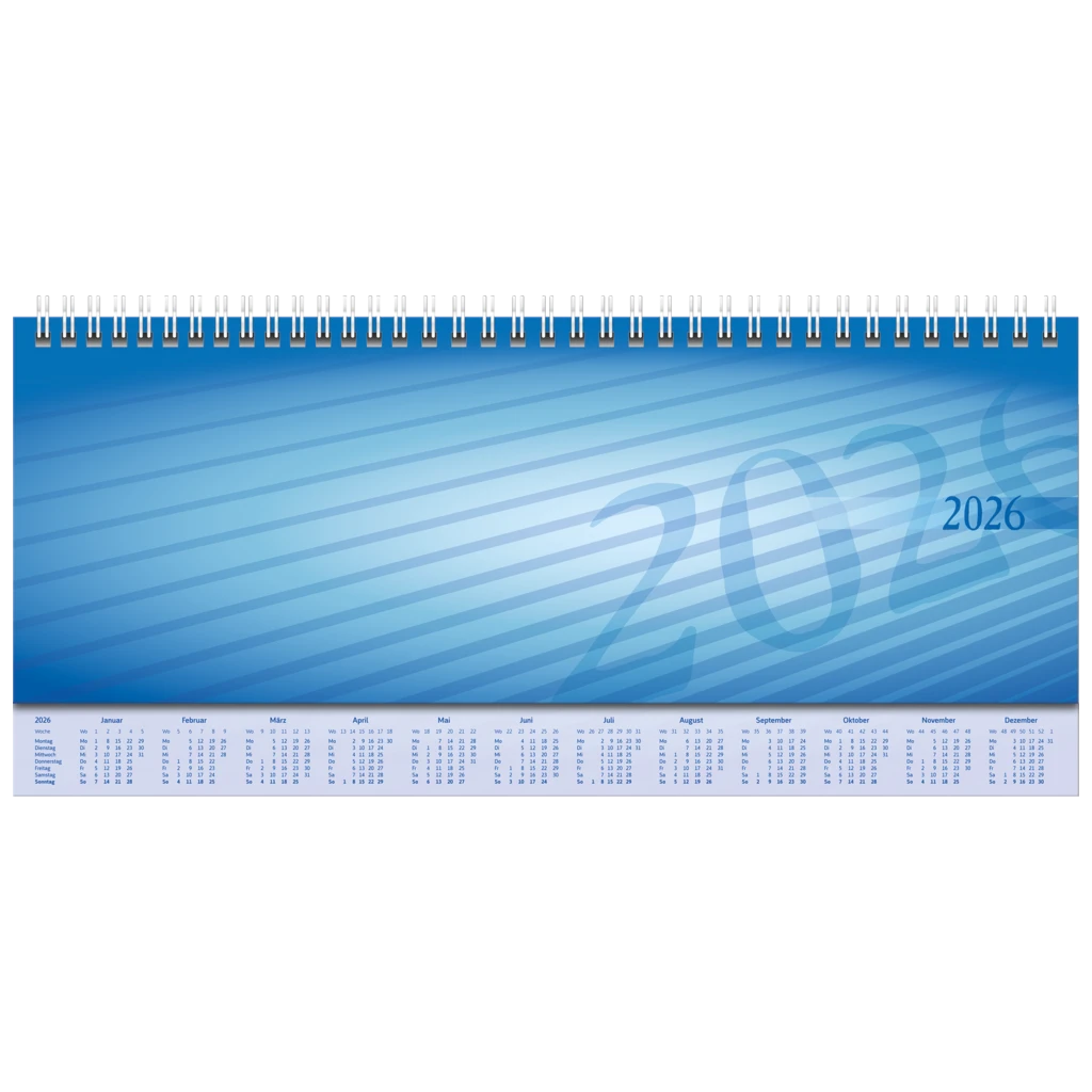Querterminbuch Mod. Sequenz 2026 | 297×105 mm, Karton, blau
