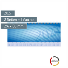 Querterminbuch Mod. Sequenz 2027 | 297×105 mm, Karton, blau