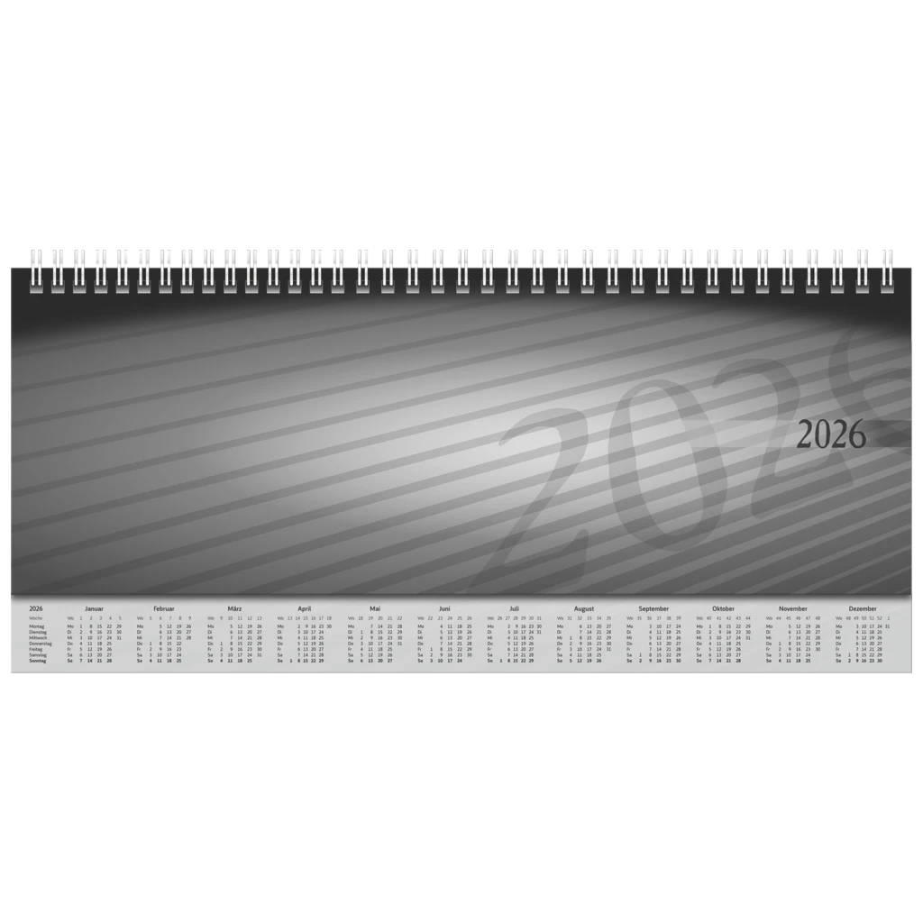 Querterminbuch Mod. Sequenz 2026 | 297×105 mm, Karton, schwarz