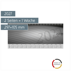 Querterminbuch Mod. Sequenz 2027 | 297×105 mm, Karton, schwarz