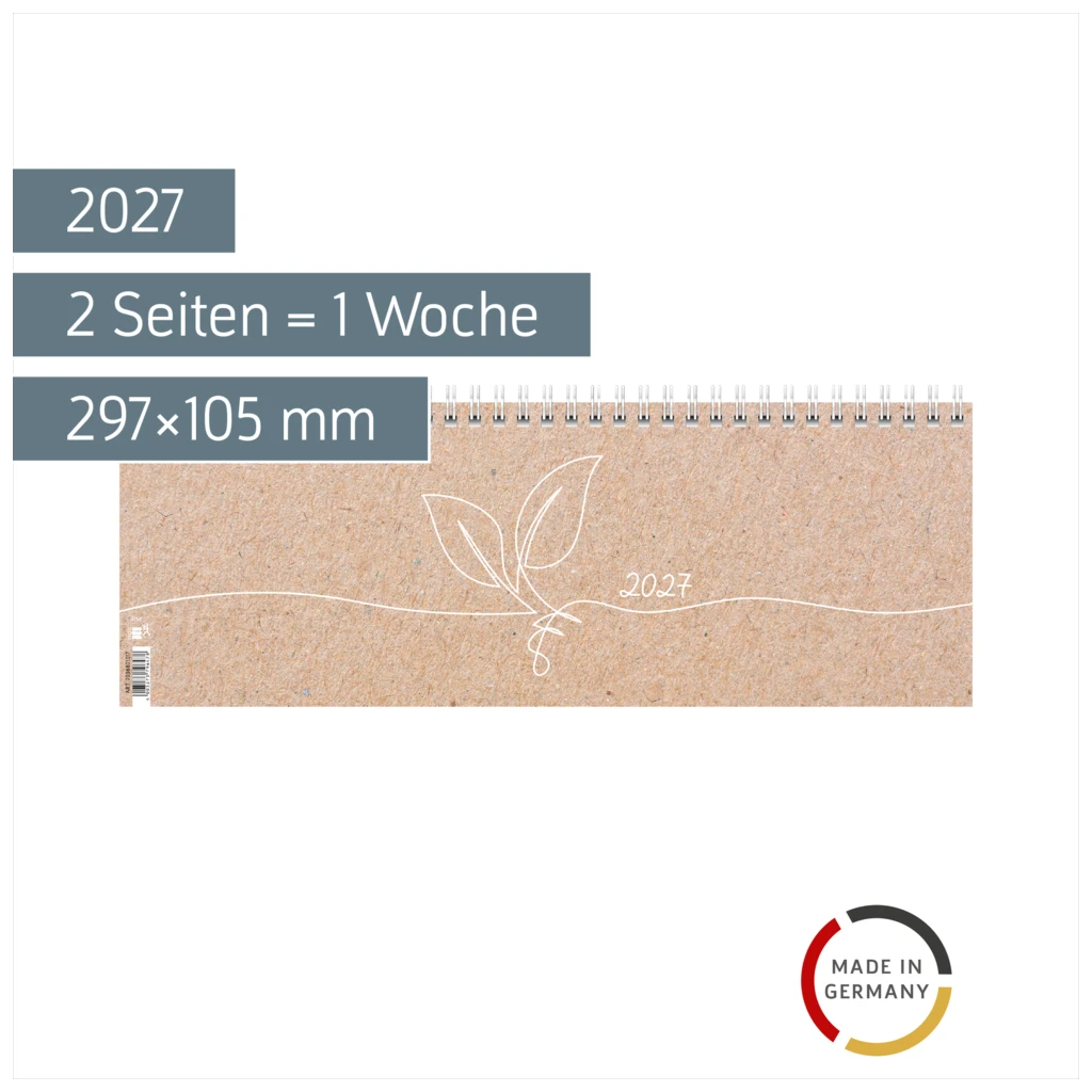 Querterminbuch 2027 „Nature“ | 297×105 mm, Karton