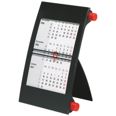 3-Monats-Tischkalender 2026 | 90×120 mm, rot/schwarz