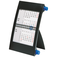 3-Monats-Tischkalender 2026 | 90×120 mm, blau/schwarz
