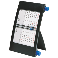 3-Monats-Tischkalender 2027 | 90×120 mm, blau/schwarz