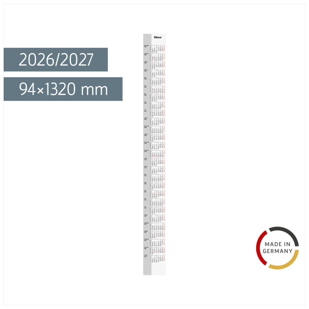 2-Jahres-Ersatzkalendarium 2026/2027 | 94×1320 mm