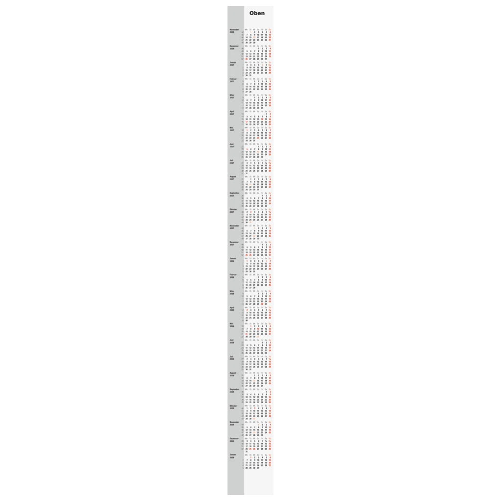 2-Jahres-Ersatzkalendarium 2027/2028 | 94×1320 mm