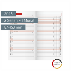 Monats-Ersatzkalendarium Mod. TM 11 2026 | 87×153 mm, Karton, weiß