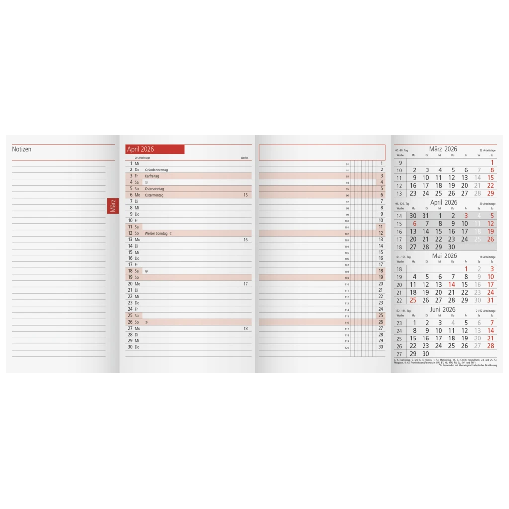 Monats-Ersatzkalendarium Mod. TM 12 2026 | 87×153 mm, Karton, weiß