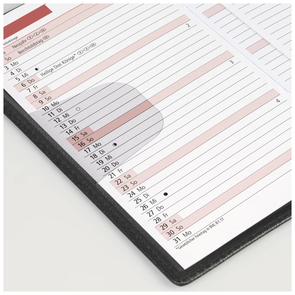 Taschenkalender Mod. TM 12 2027 | A6, Kunststoff, bordeaux