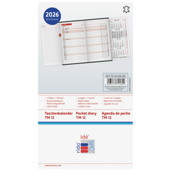 Taschenkalender Mod. TM 12 2026 | A6, Leder, weinrot