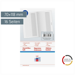 Anschriftenheft | 70×118 mm, Karton, weiß