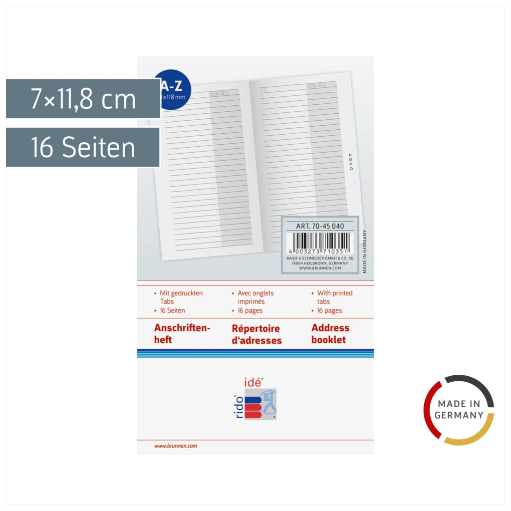 Anschriftenheft | 7×11,8 cm, Karton, weiß